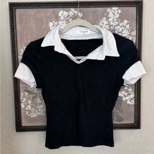 Commense Black and White Crop Top